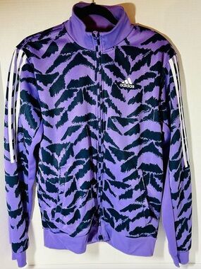Adidas Zip Up Track Jacket Women’s  Size M Purple RN 88387 P-P  21” S-H 25”